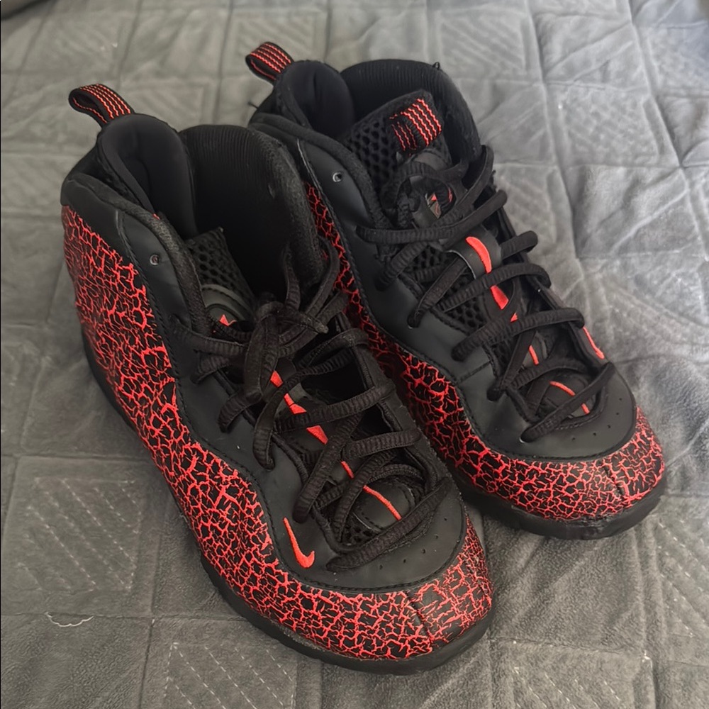 Nike Black and Red Foamposite Sneakers